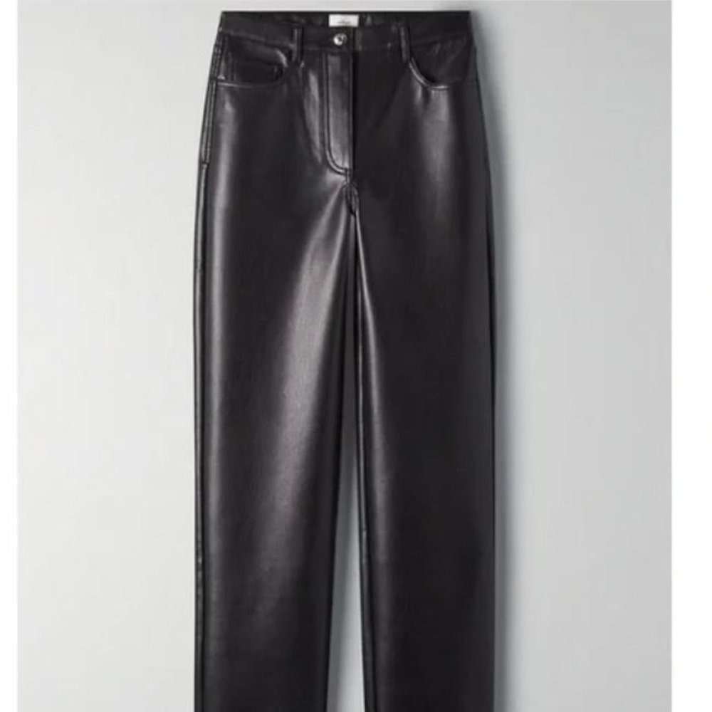 Aritzia Wilfred Melina Faux Leather Pants Black Short Length Size 8
